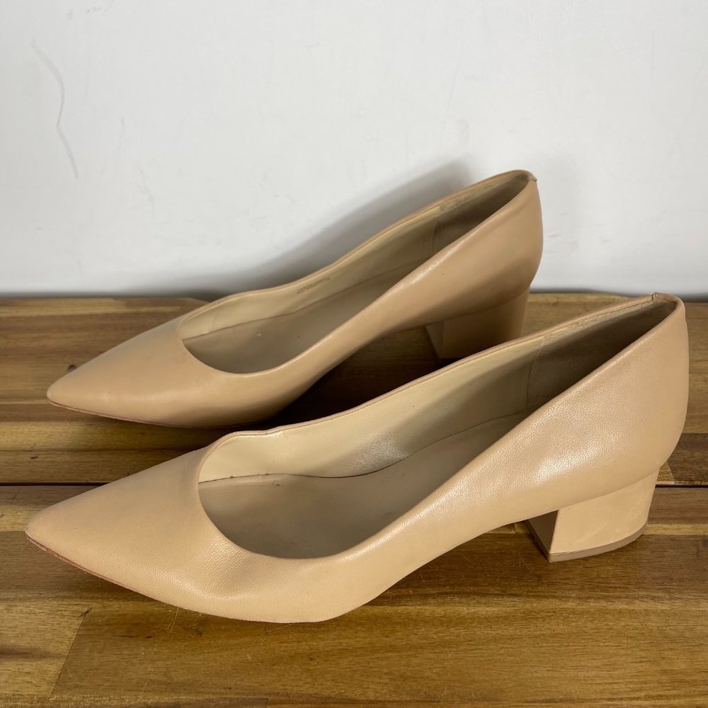 Via Spiga Pointed Toe Block Heel Pump Nude Women's 10